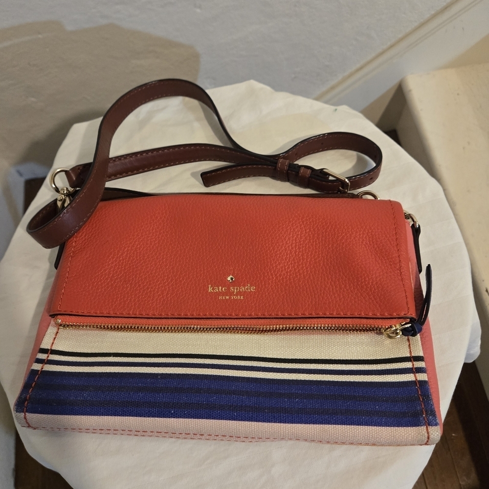 Kate Spade Cobble Hill Orange and Blue Striped Women's Bag